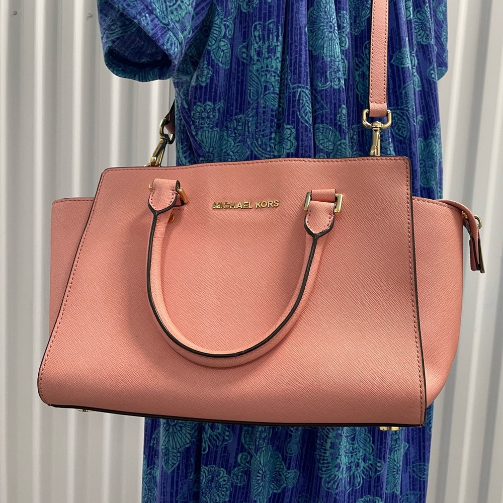 MK Michael Kors Selma Medium Satchel Pale Pink